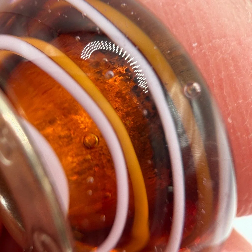 Chamilia 925‎ Sterling Silver Amber Murano Glass Swirl Stripe Charm Bead